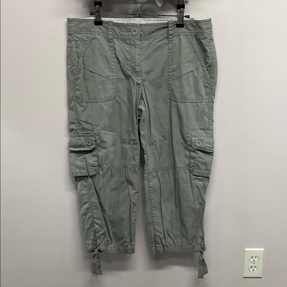 Ann Taylor Loft Cargo Capri Pants Sage Green 10